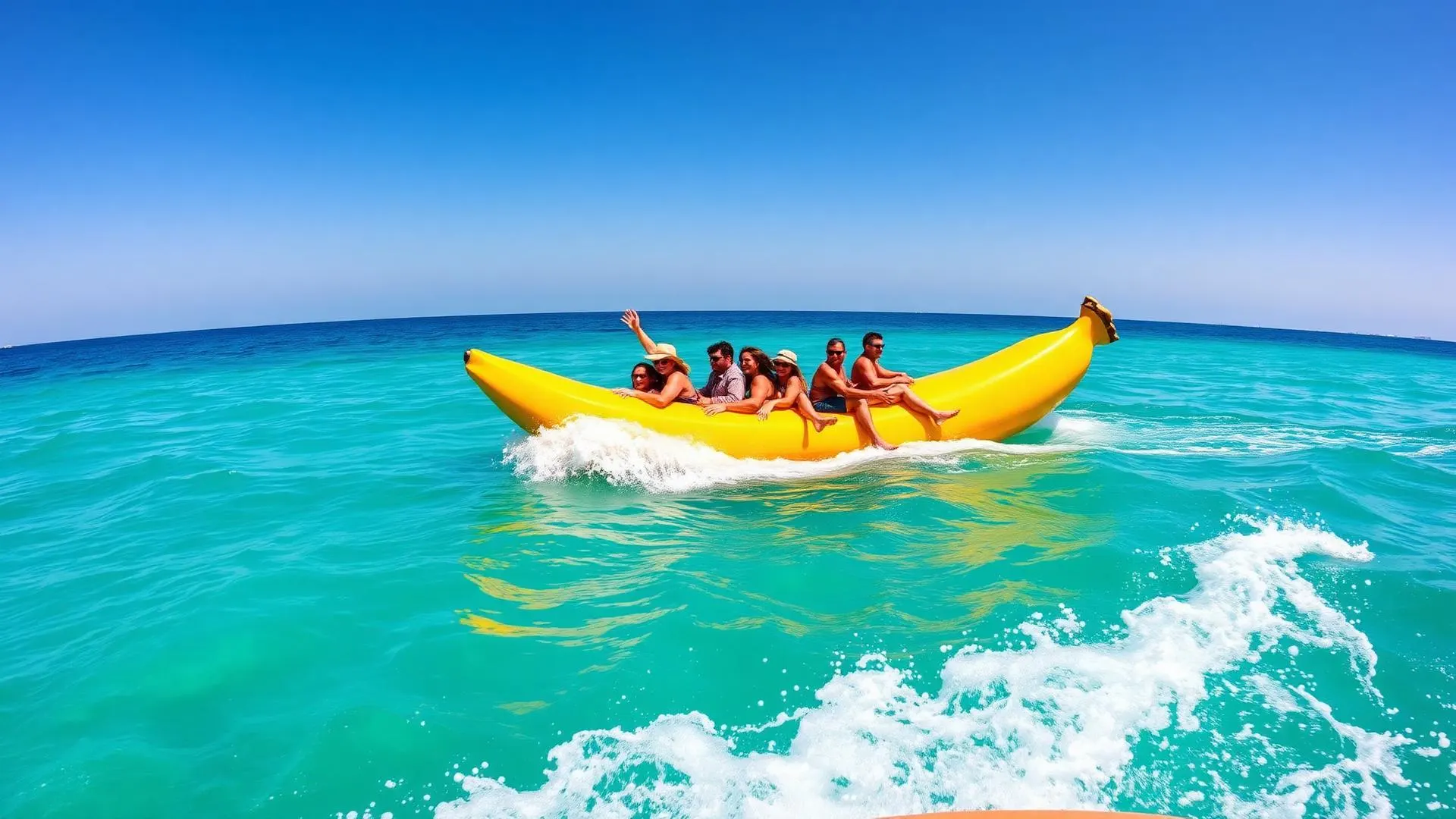 Banana boat ride on the turquoise Red Sea